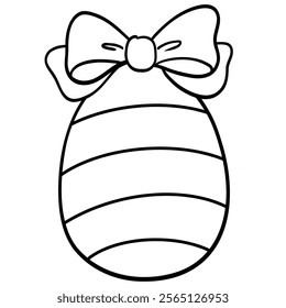 Easter egg cute cartoon outline for kids coloring books 