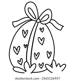 Easter egg cute cartoon outline for kids coloring books 