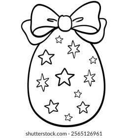 Easter egg cute cartoon outline for kids coloring books 
