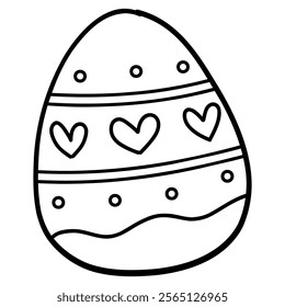 Easter egg cute cartoon outline for kids coloring books 