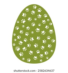 Easter egg with Cute Paw Print pattern, festive pet-themed holiday decoration, vector illustration for greeting cards, stickers, and digital designs