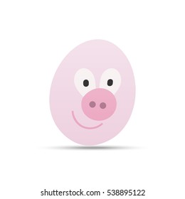 Easter egg. Cute piglet character vector illustration.