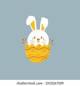 
Easter Egg with Cute Rabbit Flat Icon