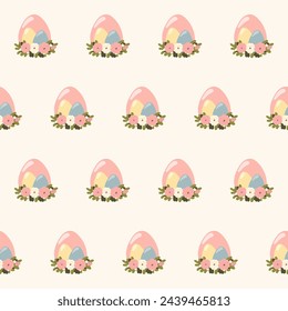 Easter Egg Cute  Seamless Pattern Background. Funny Doodle Egg Isolated on Background. Wrapping Paper Print. Baby Textile Fabric Easter Swatch Template. Easter Egg Hunt Traditional Symbol.