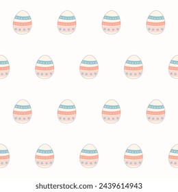 Easter Egg Cute  Seamless Pattern Background. Funny Doodle Egg Isolated on Background. Wrapping Paper Print. Baby Textile Fabric Easter Swatch Template. Easter Egg Hunt Traditional Symbol.