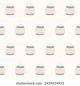 Easter Egg Cute  Seamless Pattern Background. Funny Doodle Egg Isolated on Background. Wrapping Paper Print. Baby Textile Fabric Easter Swatch Template. Easter Egg Hunt Traditional Symbol.