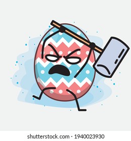 Easter Egg cute vector character in flat cartoon doodle style