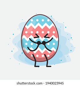 Easter Egg cute vector character in flat cartoon doodle style