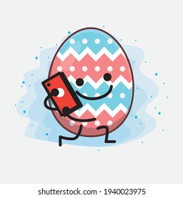 Easter Egg cute vector character in flat cartoon doodle style