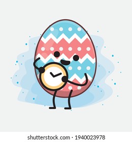Easter Egg cute vector character in flat cartoon doodle style