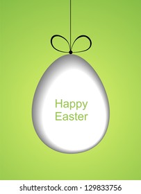 Easter egg cutted from green paper. Greeting card