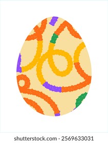 Easter egg, Easter day festival icon, ostern egg illustration with decoration pattern squiggle trxtured brush symbols collection, vector illustration