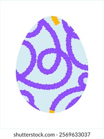 Easter egg, Easter day festival icon, ostern egg illustration with decoration pattern squiggle trxtured brush symbols collection, vector illustration