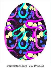 Easter egg, Easter day festival icon, ostern egg illustration with decoration pattern squiggle textured brush squiggle symbols collection, vector illustration