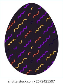 Easter egg, Easter day festival icon, ostern egg illustration with decoration pattern squiggle trxtured brush symbols collection, vector illustration