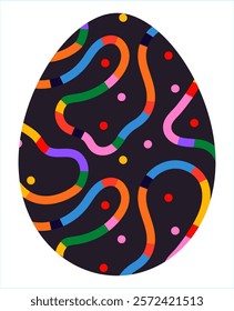 Easter egg, Easter day festival icon, ostern egg illustration with decoration pattern squiggle trxtured brush symbols collection, vector illustration