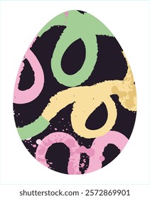 Easter egg, Easter day festival icon, ostern egg illustration with decoration pattern squiggle trxtured brush symbols collection, vector illustration