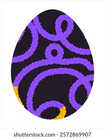 Easter egg, Easter day festival icon, ostern egg illustration with decoration pattern squiggle trxtured brush symbols collection, vector illustration