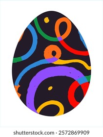 Easter egg, Easter day festival icon, ostern egg illustration with decoration pattern squiggle trxtured brush symbols collection, vector illustration