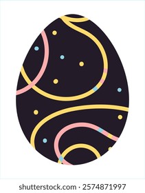 Easter egg, Easter day festival icon, ostern egg illustration with decoration pattern squiggle trxtured brush symbols collection, vector illustration