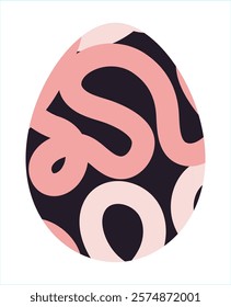 Easter egg, Easter day festival icon, ostern egg illustration with decoration pattern squiggle trxtured brush symbols collection, vector illustration