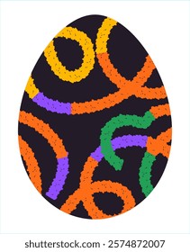 Easter egg, Easter day festival icon, ostern egg illustration with decoration pattern squiggle trxtured brush symbols collection, vector illustration