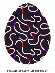 Easter egg, Easter day festival icon, ostern egg illustration with decoration pattern squiggle trxtured brush symbols collection, vector illustration