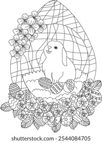 Easter egg decor bunny holiday coloring vector