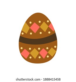 Easter egg decorated with abstract rhombuses and circles. Traditional food for the Orthodox and Catholic holidays. Happy easter. Colorful vector illustration isolated. Icon or card