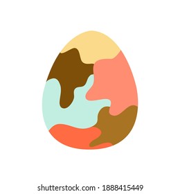 Easter egg decorated with abstract shapes in different colors. Traditional food for the Orthodox and Catholic holidays. Happy easter. Colorful vector illustration isolated. Icon or card