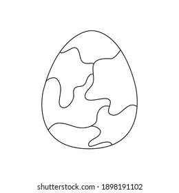 Easter egg decorated with abstract shapes. Traditional food for the Orthodox and Catholic holidays. Happy easter. Black and white doodle vector illustration isolated. Icon or card