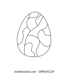 Easter egg decorated with abstract shapes. Traditional food and symbol for the Orthodox and Catholic holidays. Happy easter. Black and white doodle vector illustration isolated. Icon or card line