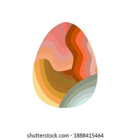 Huevo de Pascua decorado con rayas abstractas de diferentes colores. Cocina tradicional para las fiestas ortodoxas y católicas. Feliz Pascua. Ilustración vectorial colorida aislada. Icono o tarjeta