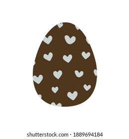 Easter egg decorated with blue hearts. Traditional food for the Orthodox and Catholic holidays. Happy easter. Colorful vector illustration isolated. Icon or card flat