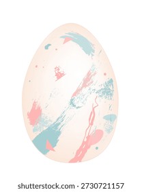 Huevo de Pascua decorado con manchas y trazos azules y rosados. El género del bebé revela el elemento de diseño del partido. Icono de Vector aislado ilustración