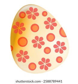 Easter Egg Decorated With Flowers and Dots. Can be used as a decorative element for easter greetings, invitations and other easter products.