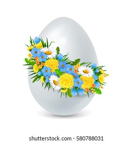 Easter Egg Decorated With Flowers Wreath