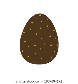 Easter egg decorated with gold polka dots. Traditional food for the Orthodox and Catholic holidays. Happy easter. Colorful vector illustration isolated. Icon or card flat
