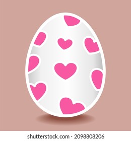 Easter egg decorated with hearts