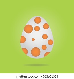 Easter Egg, Decorated with orange ovals. On a green background.