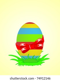 Easter egg decorated with red ribbon. Vector illustration