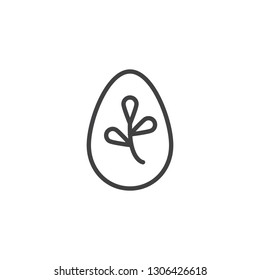 Easter egg decorated with willow flower line icon. linear style sign for mobile concept and web design. Easter egg outline vector icon. Symbol, logo illustration. Pixel perfect vector graphics