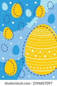 Easter egg with decoration. Background in cartoon style. Vector illustration