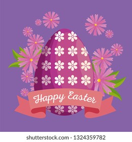 easter egg decoration with flowers and leaves