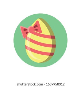 easter egg with decorative bow over white background, block style, vector illustration
