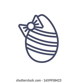 easter egg with decorative bow over white background, line style, vector illustration