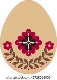 ovo de Páscoa com design de flor folclórica decorativa