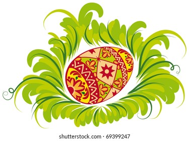 Easter egg in decorative nest
