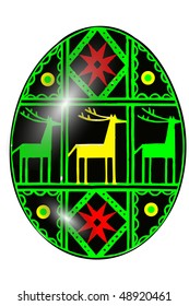 easter egg with deers on the white background isolated