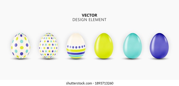 Easter Egg Design Element Collection Set on Light Background. Vector Illustration